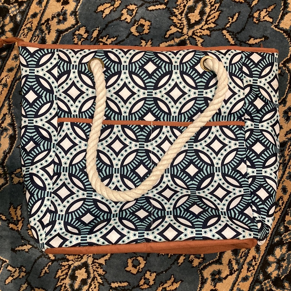 Fit&Fresh Insulated Tote Blue/Teal design with Rope Handles